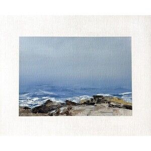 8x10 Maine Original Oil Landscape Painting Impressionist Ocean Rocks Art Signed